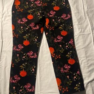 Floral Print Black Pants